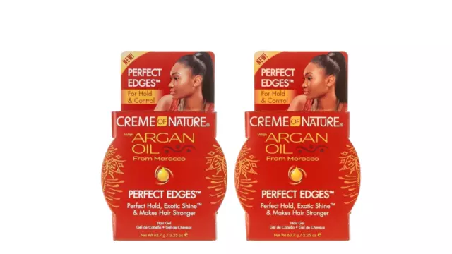 2 NEW Creme Of Nature Argan Oil Perfect Edges Gel 2.25 oz Color Hold Control