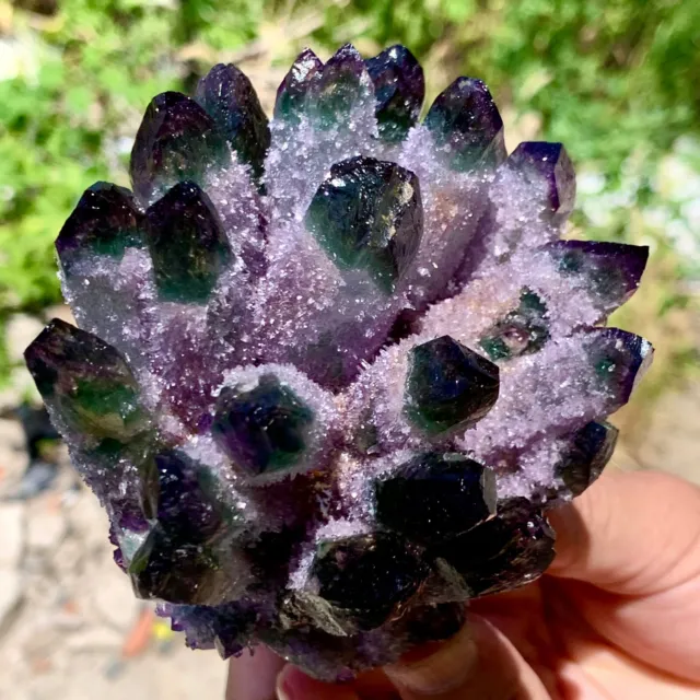 516G New Find purple PhantomQuartz Crystal Cluster MineralSpecimen