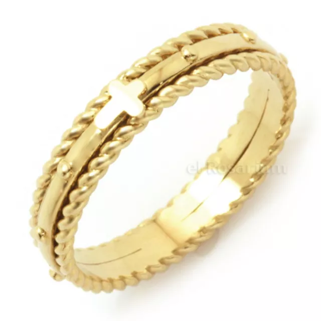 Rosary Ring PR141V 10K Real Solid Gold Catholic Christian Ring (US 4 ~ 11)