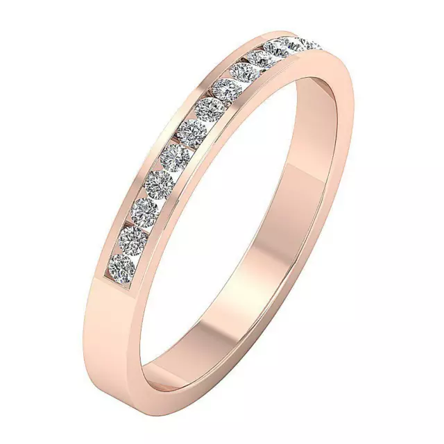 Engagement Wedding Ring SI1 G 0.30 Ct Genuine Diamond 14K Rose Gold Channel Set