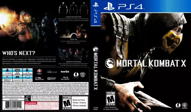 Mortal Kombat X PS4 custodia arte di ricambio solo inserto cover