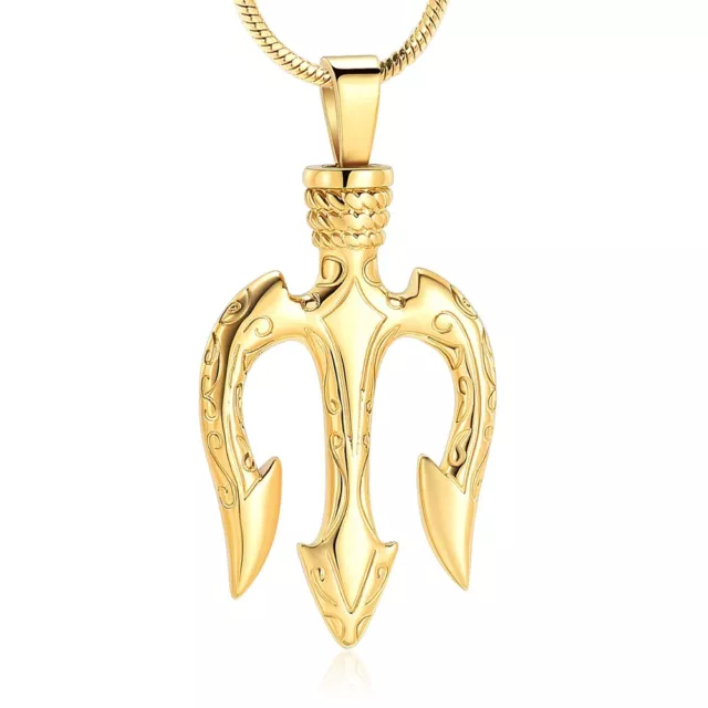 Poseidon Trident Urn Necklace for Ashes Ancient Greece Amulet Keepsake Jewelry