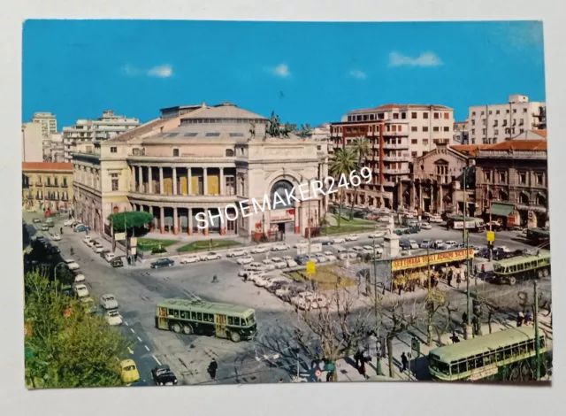 Cartolina Palermo. Piazza Castelnuovo, Politeama Garibaldi. Viaggiata 1967