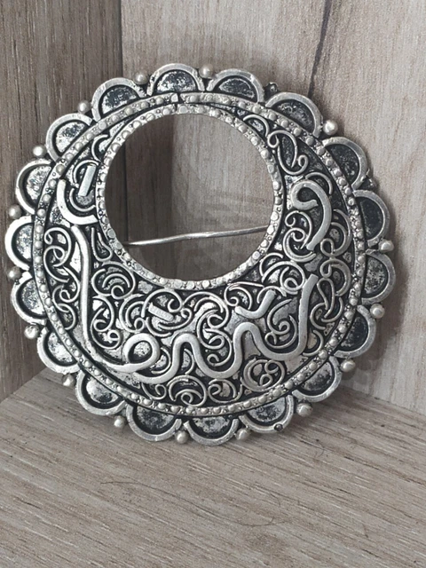 Broche Berbère Ancienne En Argent 925 - Calligraphie Arabe 19ème Siècle - Oriental