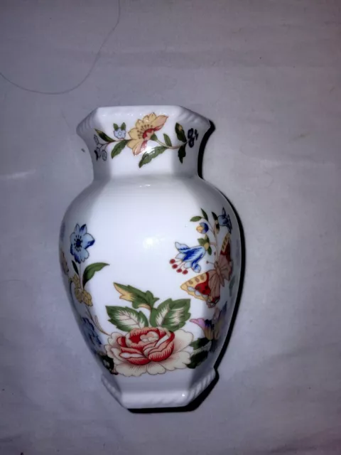 Aynsley England Bone China Cottage Garden Small Bud Vase Floral Butterflies
