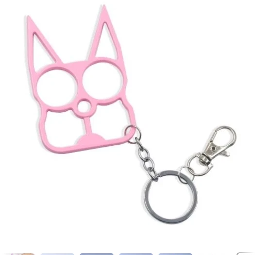 KEYCHAIN CARTOON CAT Ear Face Shape Finger Tiger Keyring Purse Handbag ...