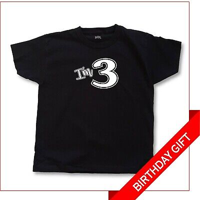 Sono 3 3RD Compleanno Bambini Nero T-Shirt Regalo Ragazzi Ragazze sono Tre Terzi Top Tee