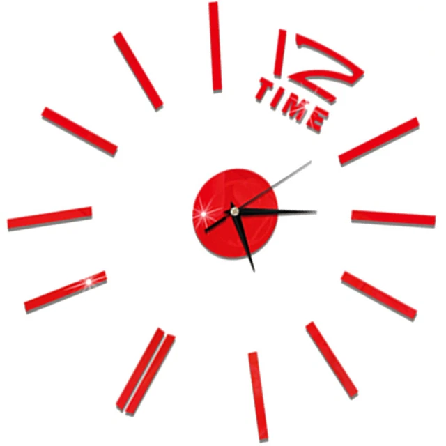 Moderno hágalo usted mismo reloj de pared grande sin marco 3D reloj de pared pegatina espejo para el hogar