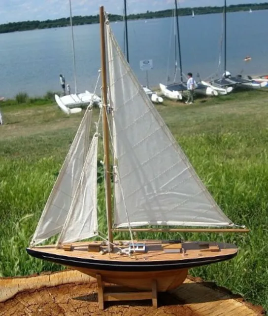 Große Yacht, Segelschiff, Schiffsmodel Segelyacht Holz Höhe 80 cm