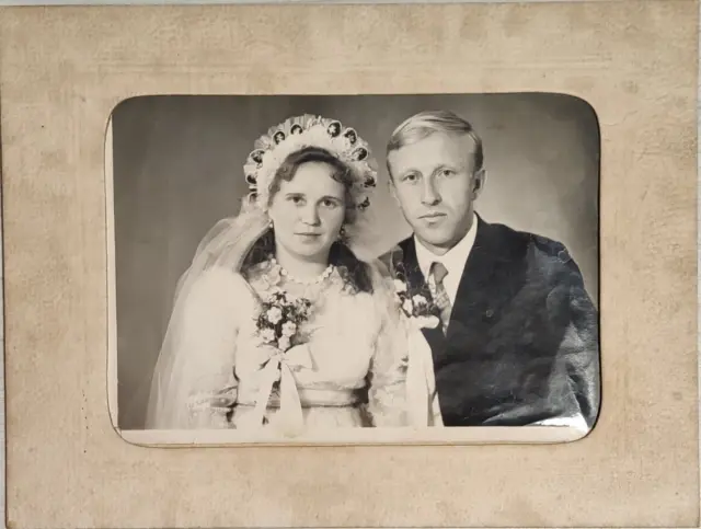 Beautiful Ukrainian Young Guy and Girl An Soviet Old Wedding Vintage Photo USSR