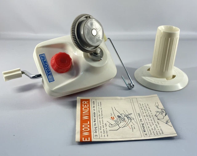 VINTAGE ROYAL YARN Fiber Wool WInder Hand Operated Table Clamp Made in
