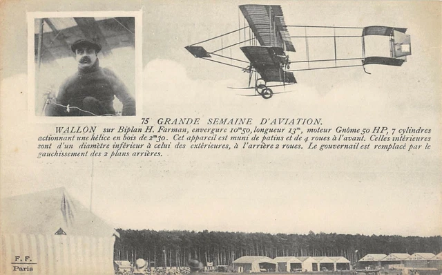 Carte Postale Ancienne – Pilote Henri JULLEROT Sur Biplan Henri FARMAN – Aviation 1900