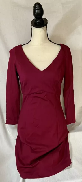 Andrew Marc New York Purple V Neck Dress Size 4 Business Casual Professional