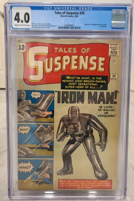 🔥Tales Of Suspense #39 Cgc 4.0*1963 Marvel*1St App Of Iron Man Tony Stark🔑Mcu*