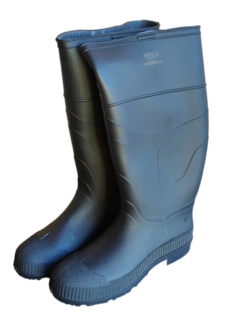 New Original SERVUS Black Rubber Knee Boots Steel Toe Men's Size 9 Made In USA