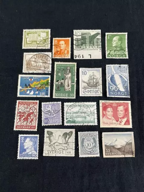Lot of 120 Unique Used Scandinavia Stamps 1960s70s Sweden Denmark Norway Finland 3