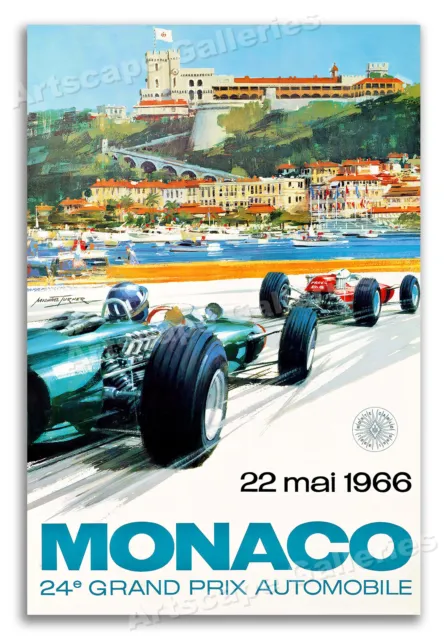 1966 “Monaco” Vintage Style Grand Prix Auto Racing Poster - 24x36