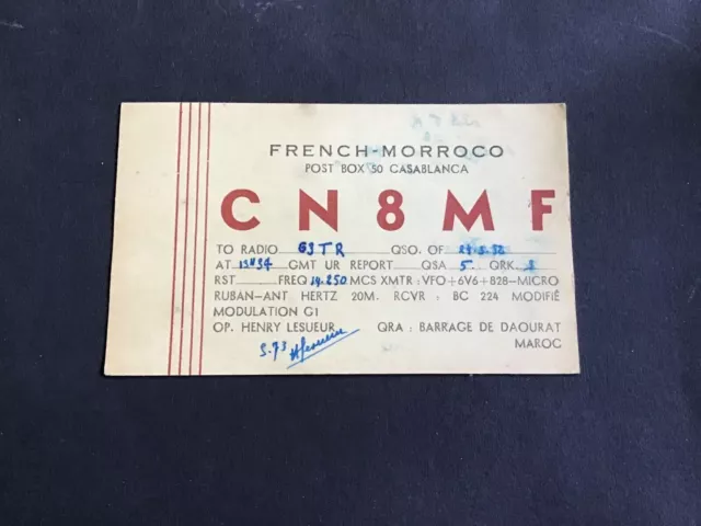 Vintage QSL Radio communication card Casablanca 1952 R37460