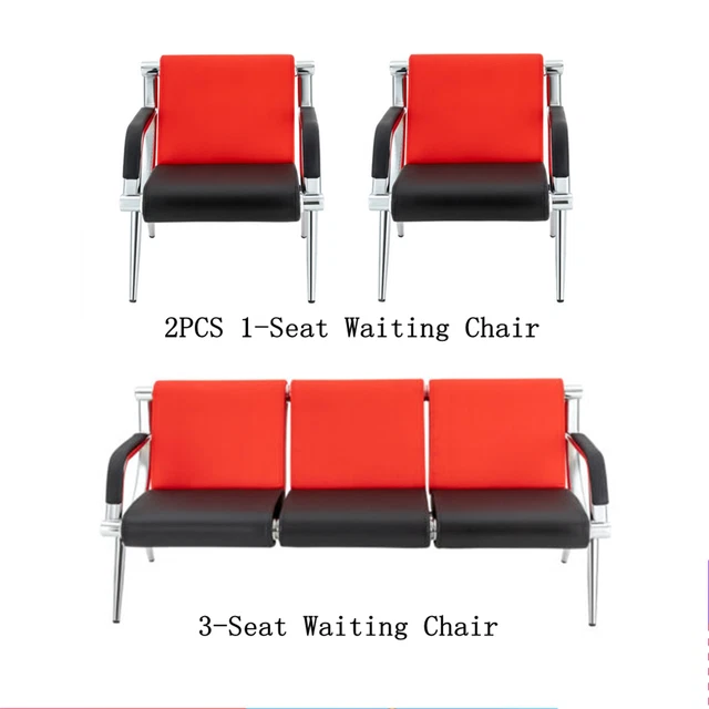 Office Reception Chairs PU Leather Waiting Room Visitor Guest Stools Red Black