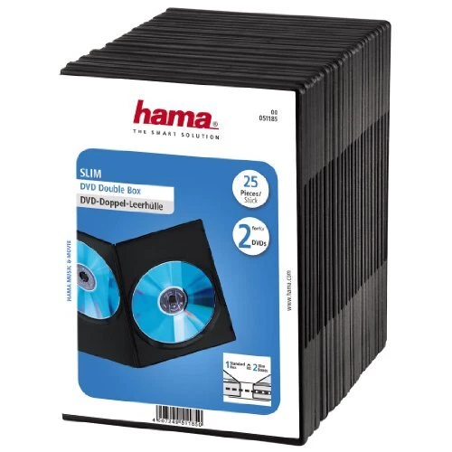 Hama Boîtier "Slim" double pour DVD convient également aux CD et disques Blu-...