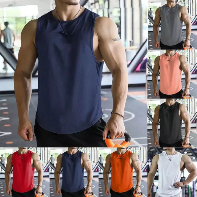 Hot Sale Mens Vest Tank Top Gym Muscle Plus Size Singlets Workout Summer T-shirt