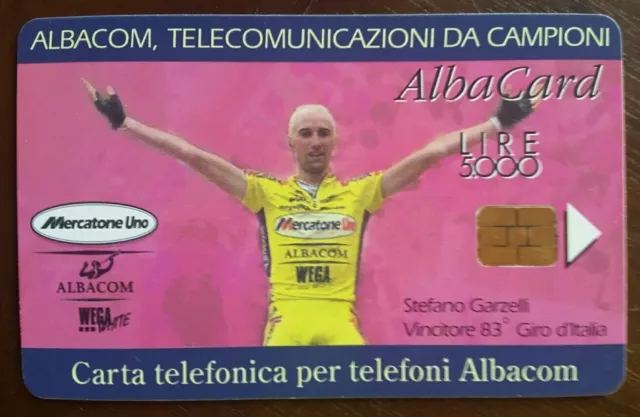 Scheda telefonica con chip - Albacom - Usata - Stefano Garzelli - da £ 5.000