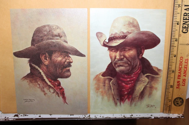 Vintage Lot Bill Hampton Art Print Cards Cowboys