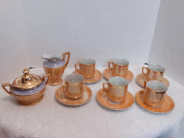 Vintage Demitasse Set, 6 cups/saucers & Creamer/Sugar, Made in German (Unusual)