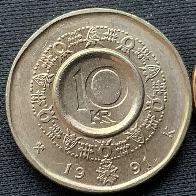 1991 Norway 10 Kroner coin BU UNC   High Grade World Coin    #M197