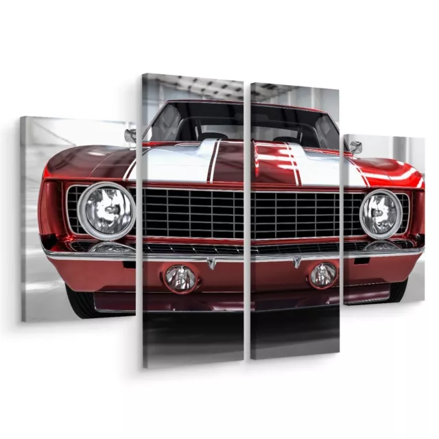 Leinwandbilder Canvas Print Deko Wandbild Ford Mustang Oldtimer Wagen rotes Auto