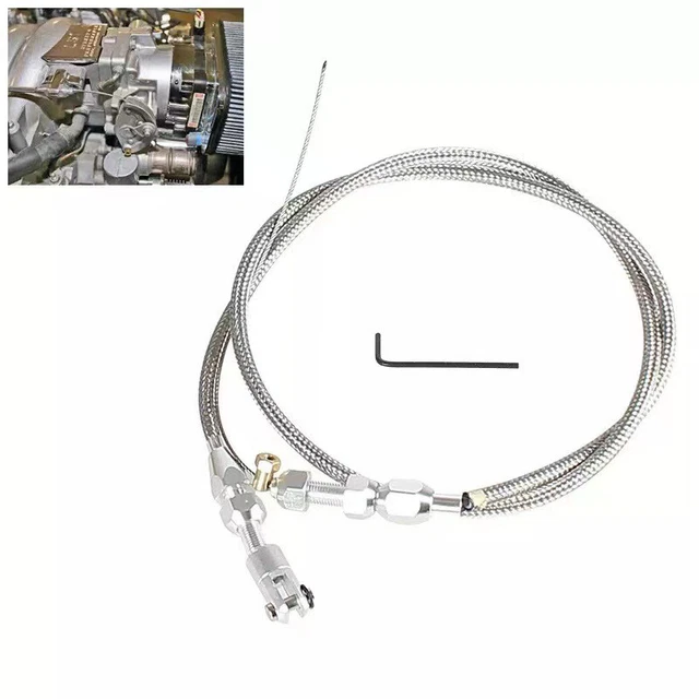 36" Length LS Engine Throttle Cable Braided Throttle Gas Cable Universal for LS1