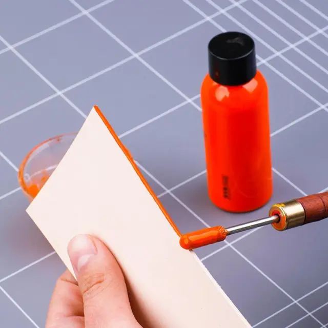 Aplicador de pluma rodante de borde artesanal de cuero pintura al óleo herramienta de tinte acabado de cinturón D