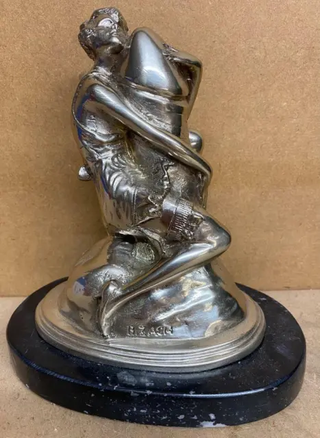 Bronze Risque Erotic Art Deco Sculpture 'The Hugger' Signed after Bruno Zach