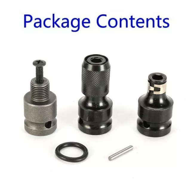 3x Buchsen Adapter 1/2" Zu 1/4" Sechskantbohrfutter Konverter Schlagschrauber