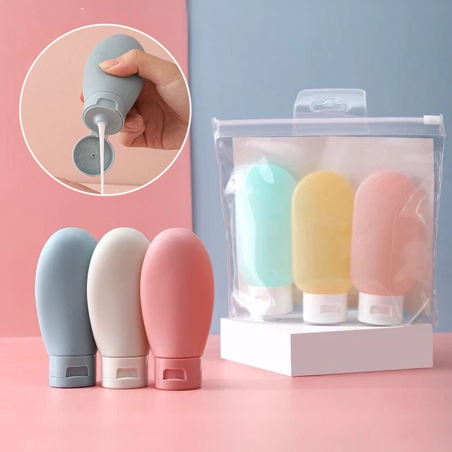 3 piezas/juego de recipiente de loción botella recargable tubo de aplastamiento tamaño de viaje silicona