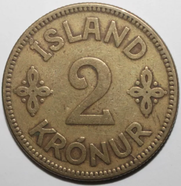 Icelandic 2 Kronur Coin 1925 HCN GJ KM# 4.1 Iceland King Christian X Two Krónur