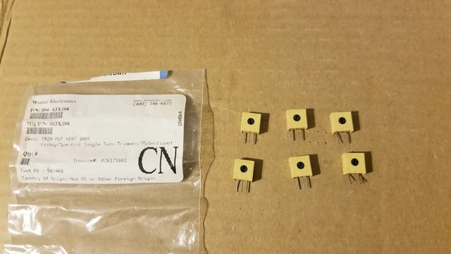 Vishay / Spectrol 100K single turn trimmer potentiometers - lot of 6