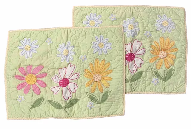 2 FUNDAS ACOLCHADAS DE CERÁMICA GRANERO NIÑOS Jardín Margarita Verde Rosa ESTÁNDAR Floral