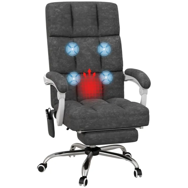 Vinsetto Massage Office Chair w/ Heat, Ergonomic Desk Chair w/ Footrest, Grey