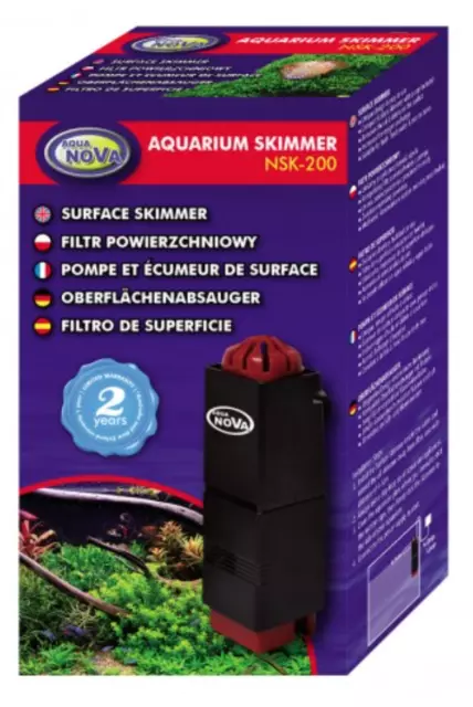 Aqua Nova Aquarium Surface Skimmer For Small Fish Tanks - NSK-200 Skim Water