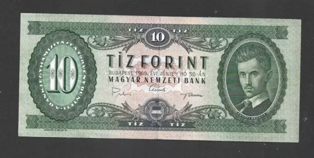 10 Forint Extra Fine Crisp  Banknote From Hungary 1969  Pick-168