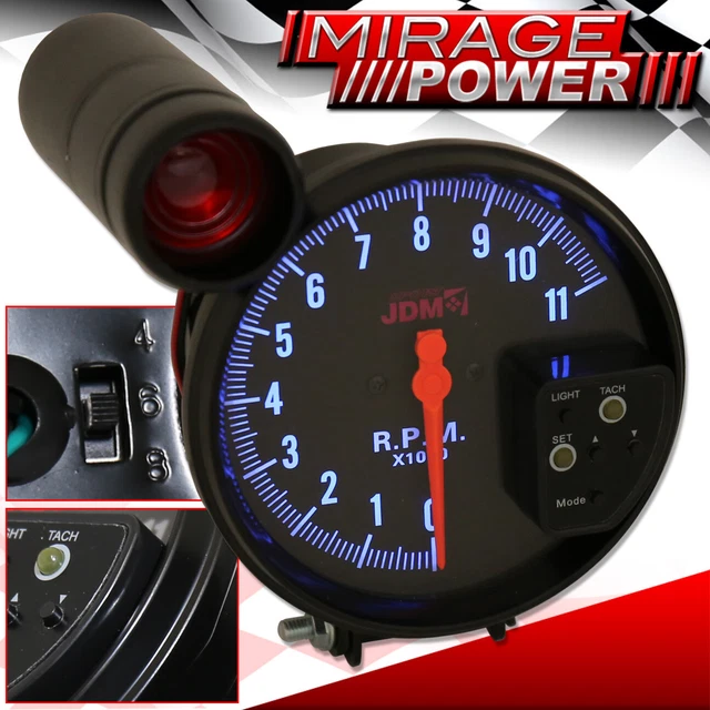 5" Black Face Tachometer 11K RPM Gauge + Red Shift Light For Chevy Ford Dodge