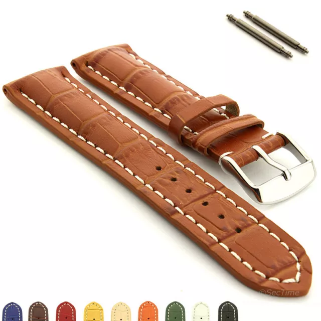 Men's Genuine Leather Watch Strap Band VIP Alligator Grain 18mm 20mm 22mm 24mm