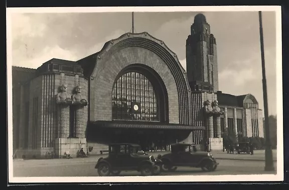 Ansichtskarte Helsinki, Rautatieasema, Bahnhof 1936