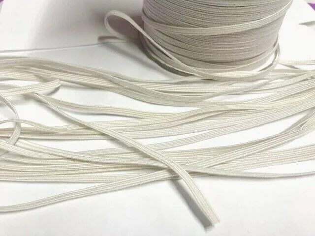 10 yards Elastic Thin Band 1/8" Trim/Spandex/make mask string T181-Off White-3mm