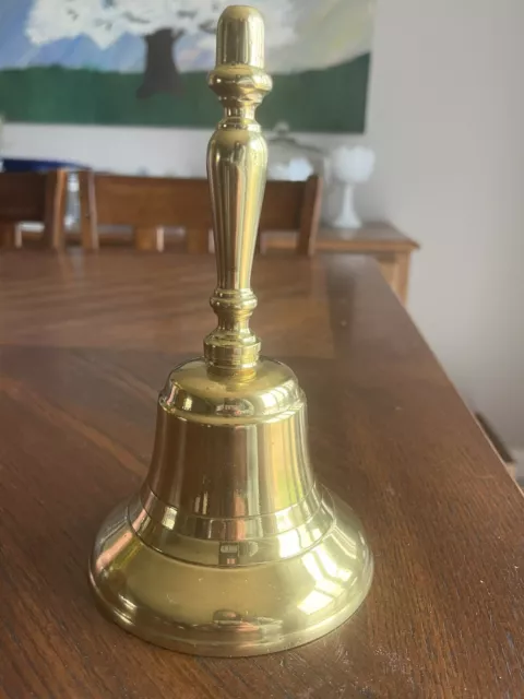 Vintage Solid Brass Dinner School Teacher Hand Bell 7”