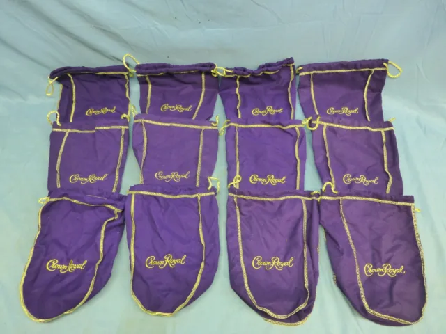 Lot of 12 Crown Royal 9" Purple Drawstring Bags Medium size