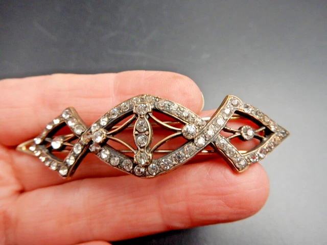 Belle Barrette pour cheveux Vers 1880-00 argent & Vermeil 7 cm  superbe bijou