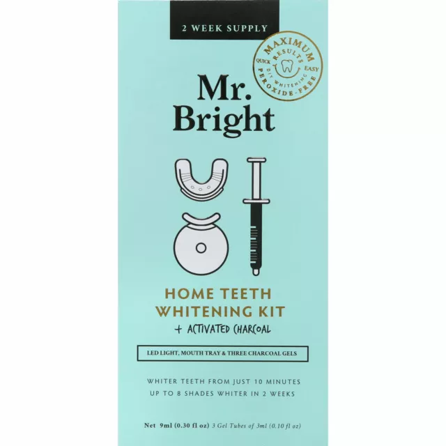 Mr Bright Home Teeth Whitening Kit + Activated Charcoal with LED Light RRP£39.95