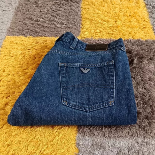 Armani Jeans Adult W38 L28 Blue Denim Button Fly Pockets Indigo 008 Mens